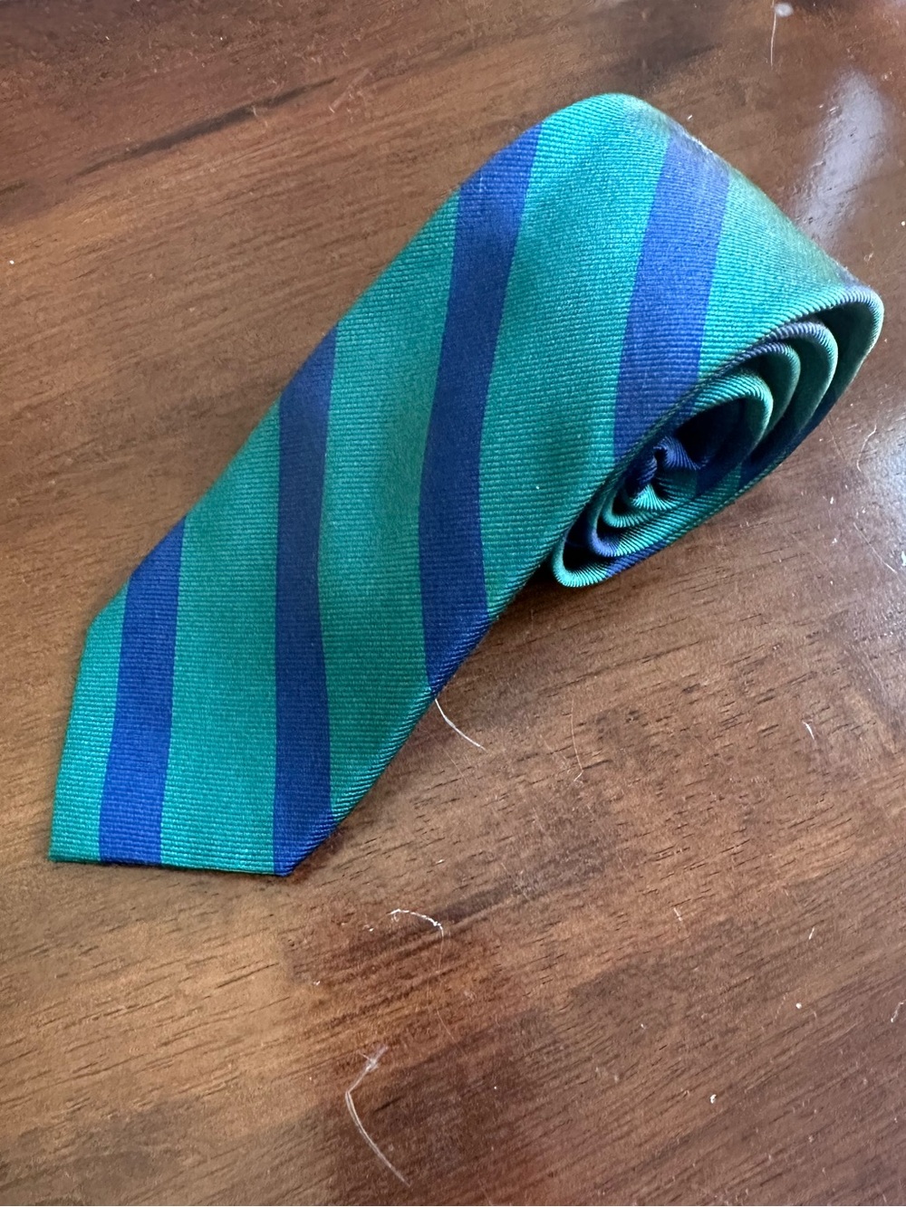 Tommy Hilfiger Silk Necktie Green Blue Striped Classic Mens Tie